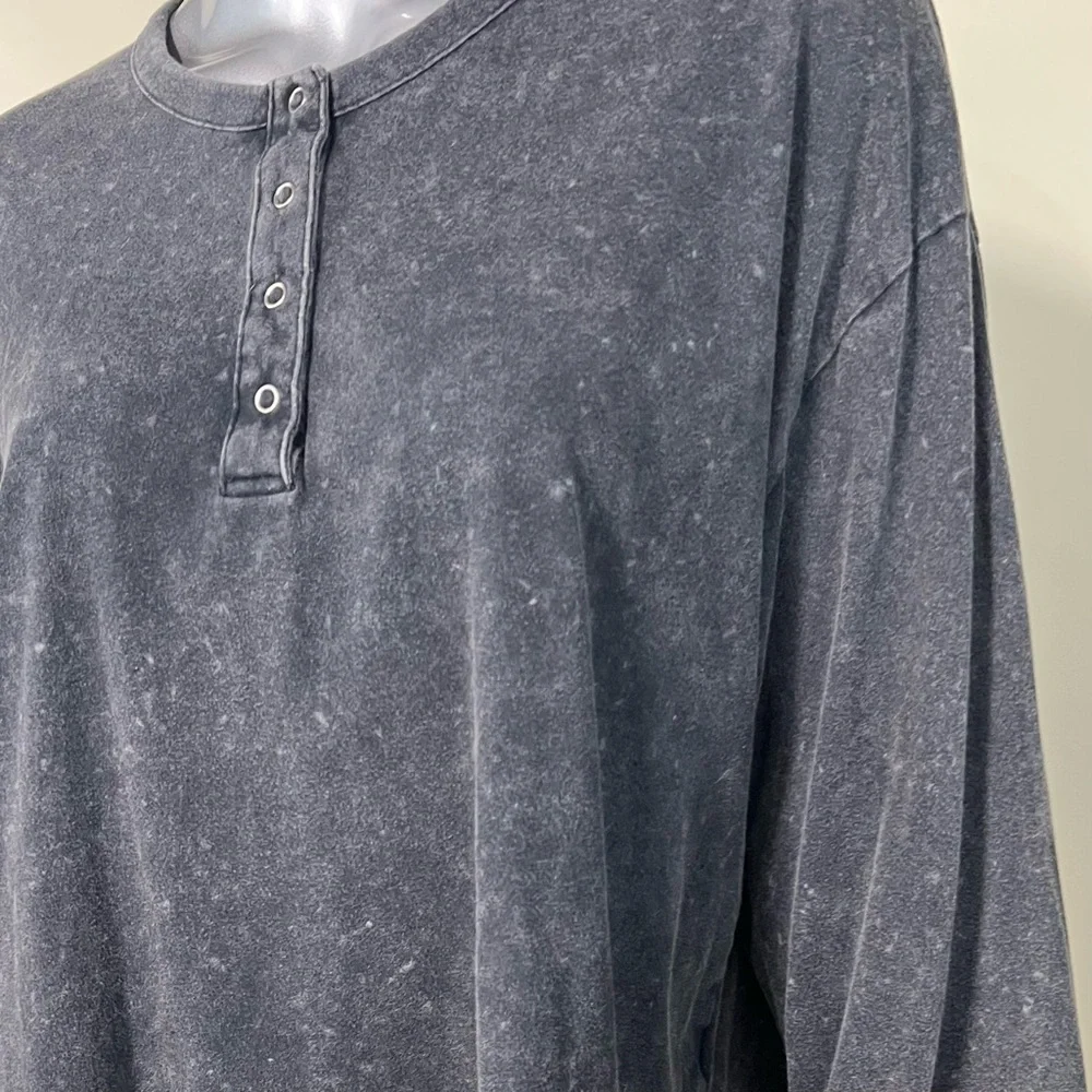 PINK Victoria’s Secret Women’s XL Grey Cotton Tee Boxy Henley T Shirt